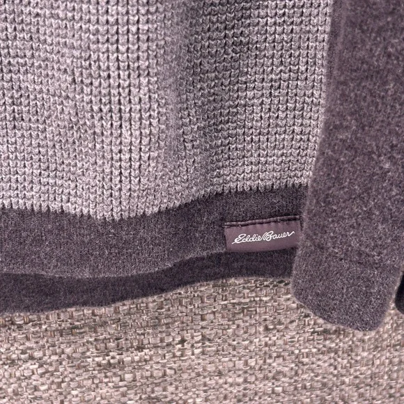 Eddie Bauer‎ Wool Waffle Knit Sweater Gray Medium - Picture 8 of 12
